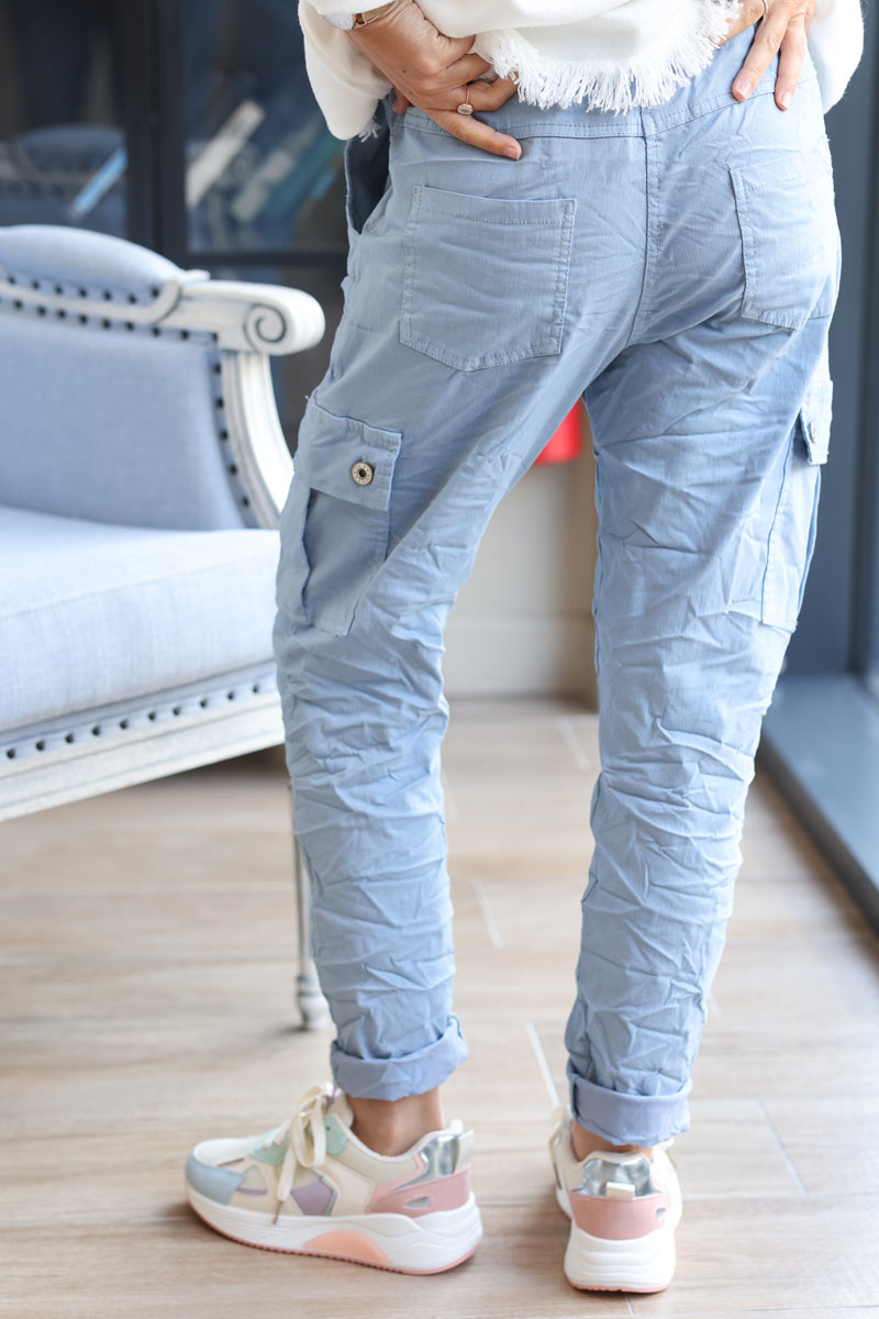 Buy Light Gray and Sky Blue Combo of 2 Four Pocket Cargo Pants Pure Cotton  for Best Price, Reviews, Free Shipping